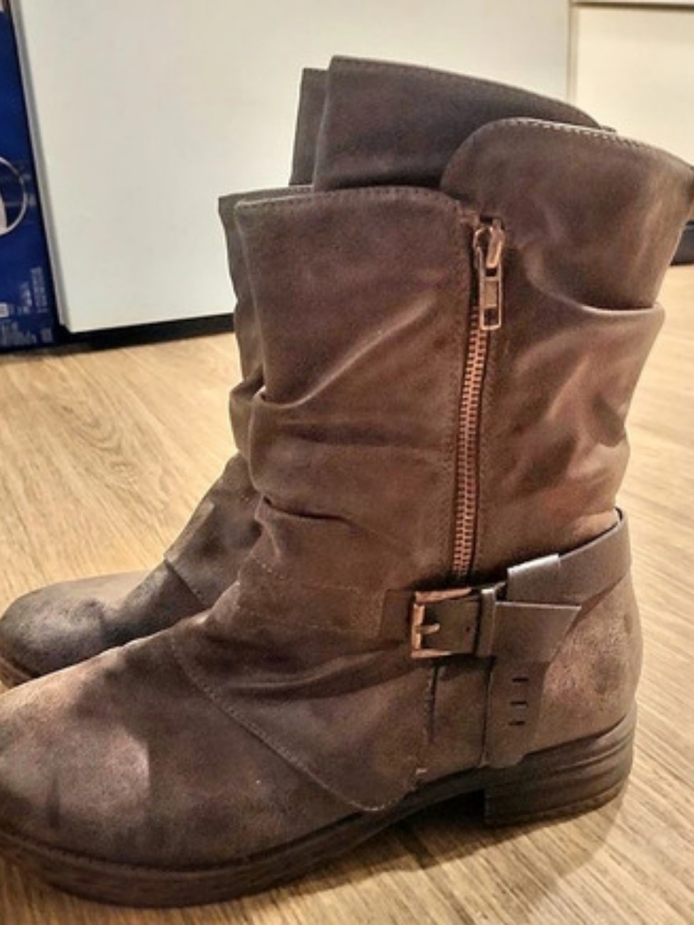 Women's Brown Moto Boots